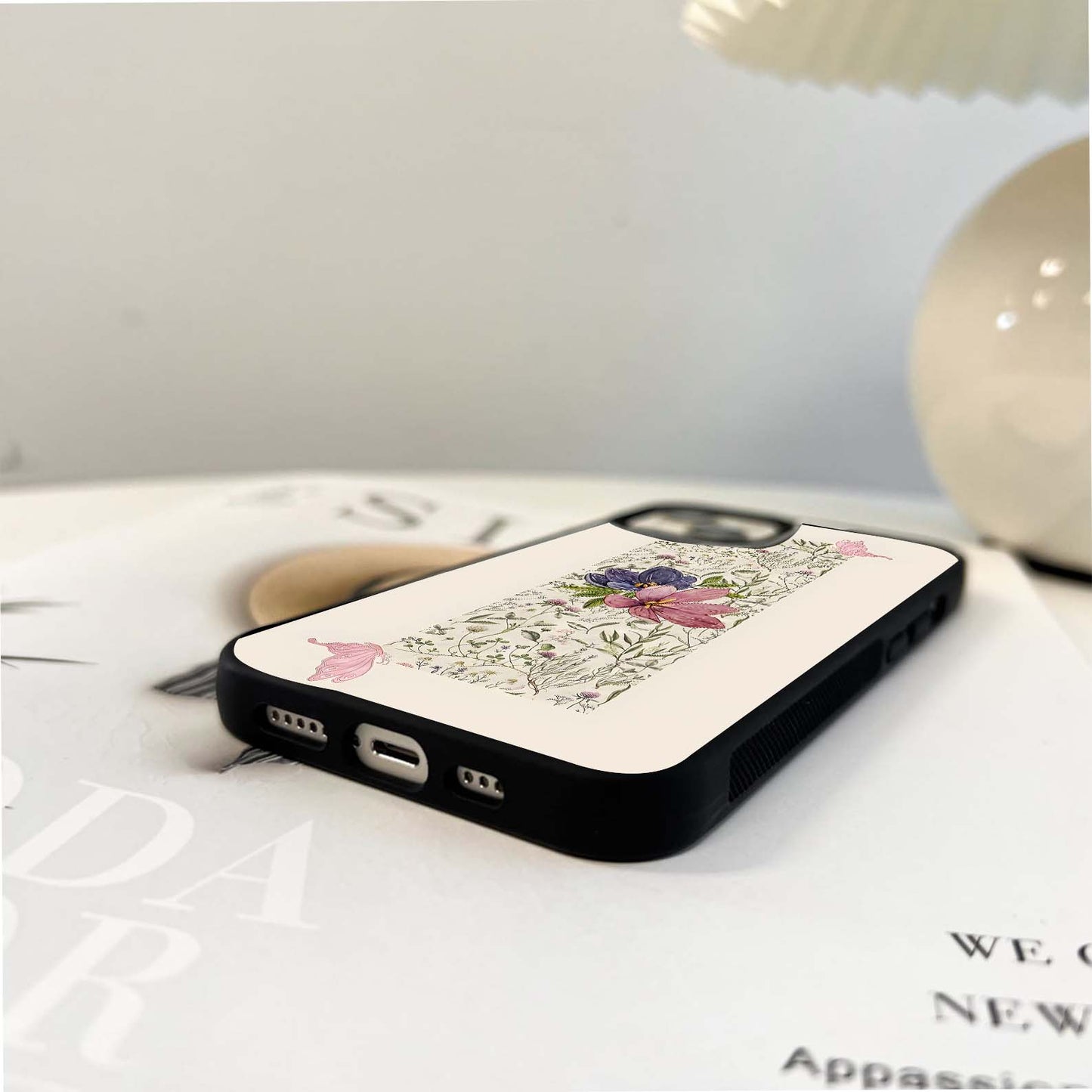 Butterfly Floral Garden Glass Case