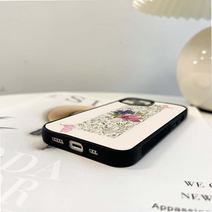 Butterfly Floral Garden Glass Case