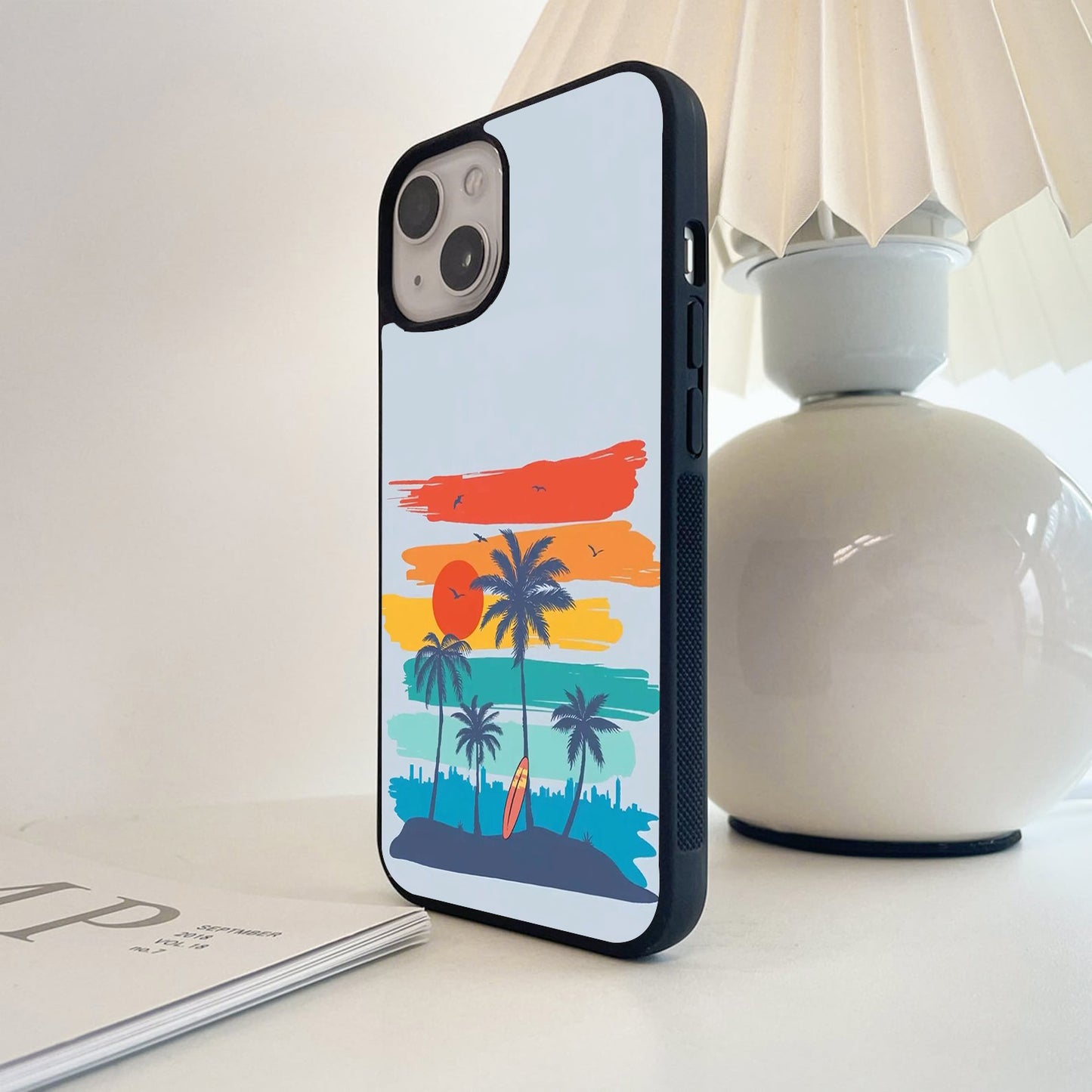 Retro Tropical Sunset Glass Case