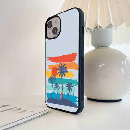 Retro Tropical Sunset Glass Case
