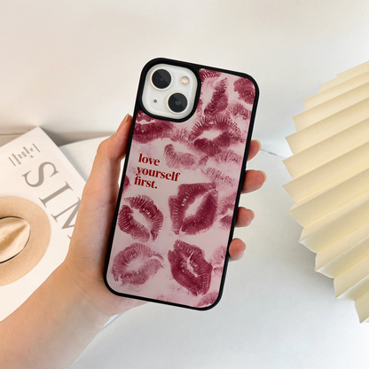 Crimson Kiss Love Glass Case