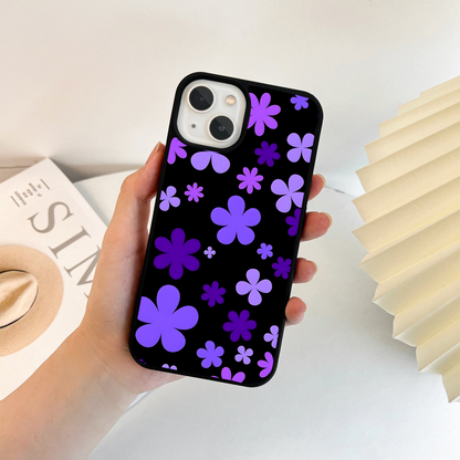 Blue Retro Pop Flowers Glass Case