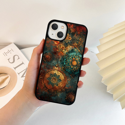 Mandala Gold Bloom Glass Case