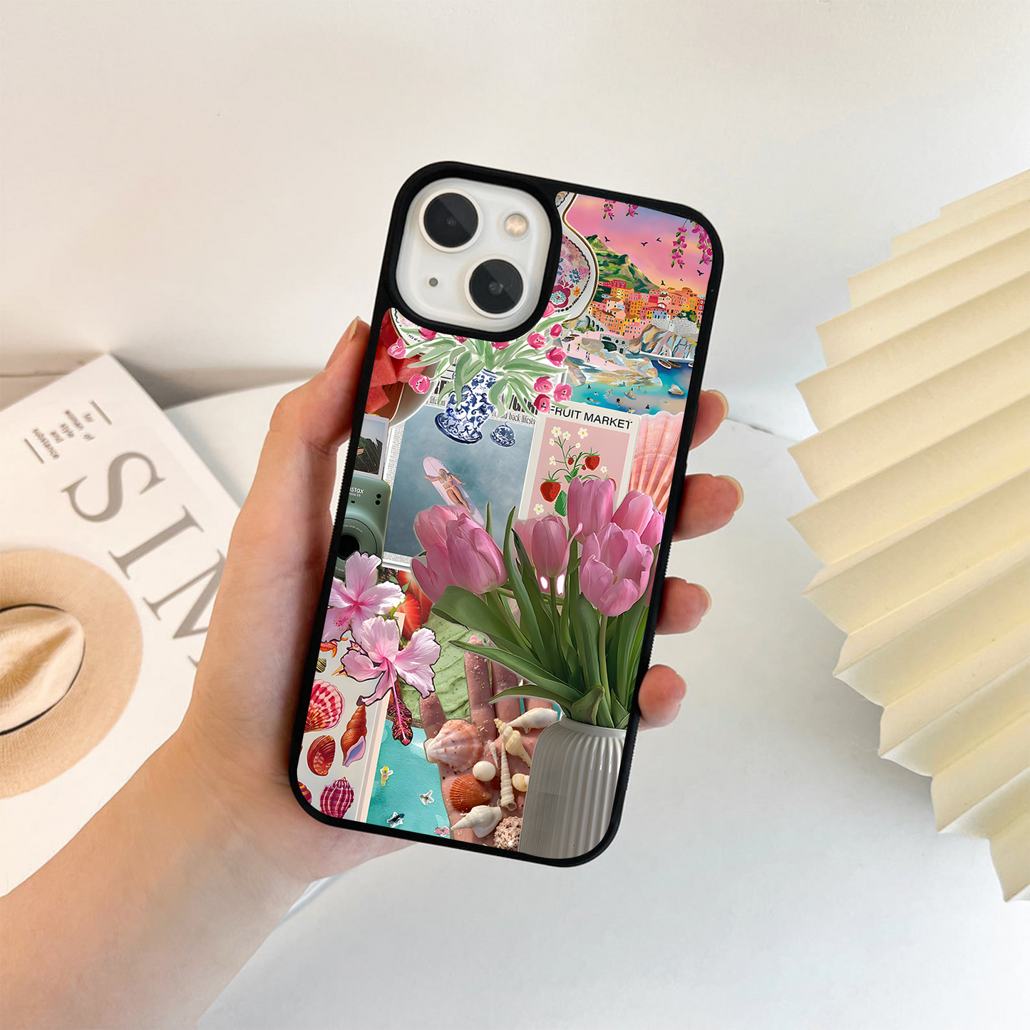 Pastel Summer Collage Glass Case