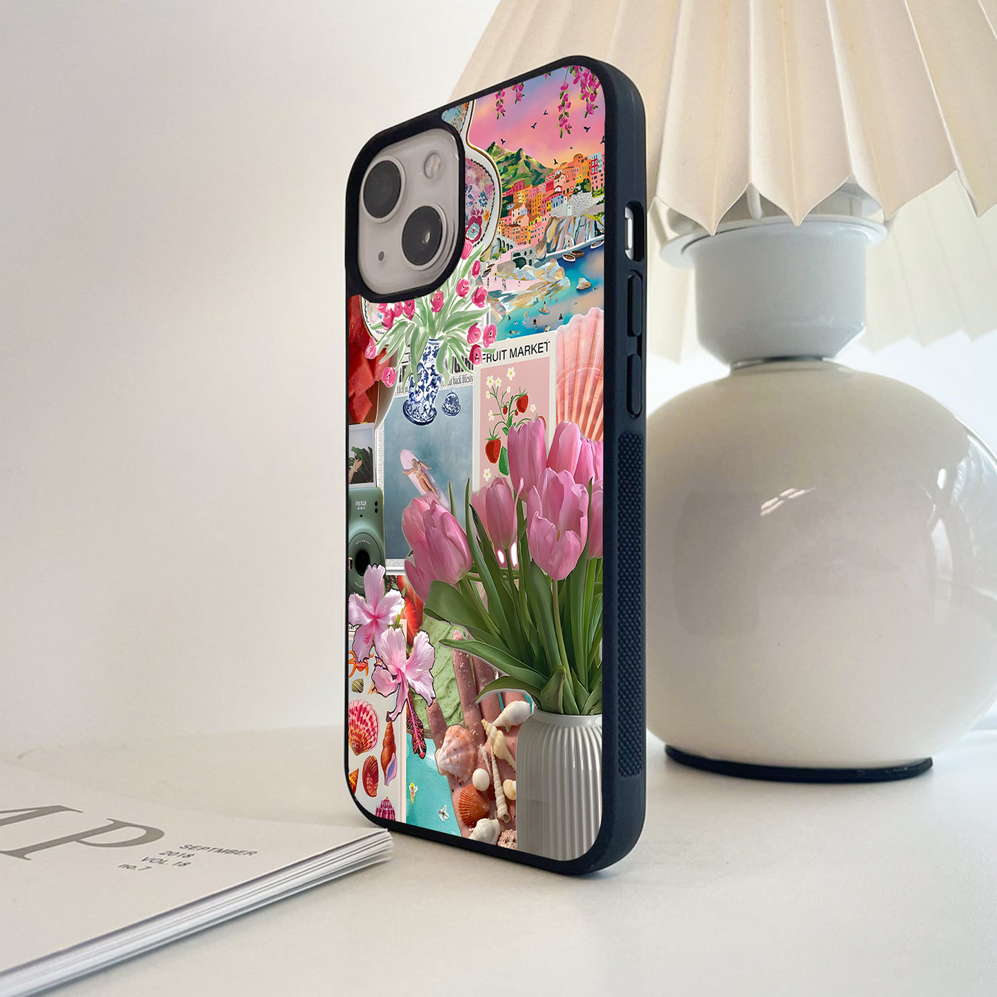 Pastel Summer Collage Glass Case