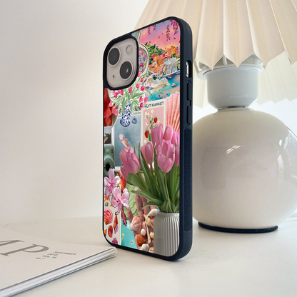 Pastel Summer Collage Glass Case