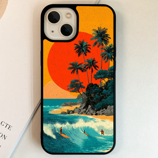 Retro Tropical Surf Glass Case