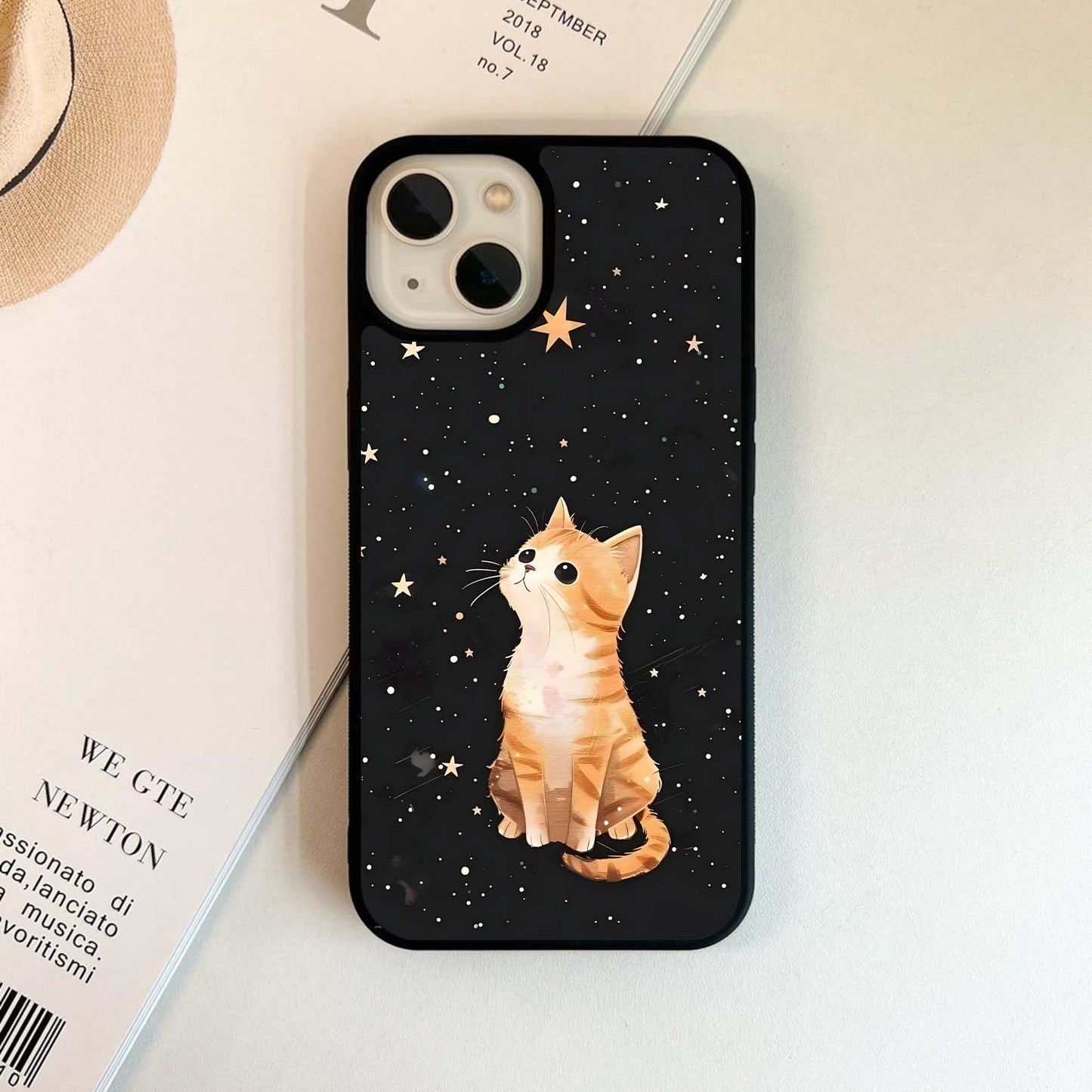 Starry-Eyed Cat Glass Case