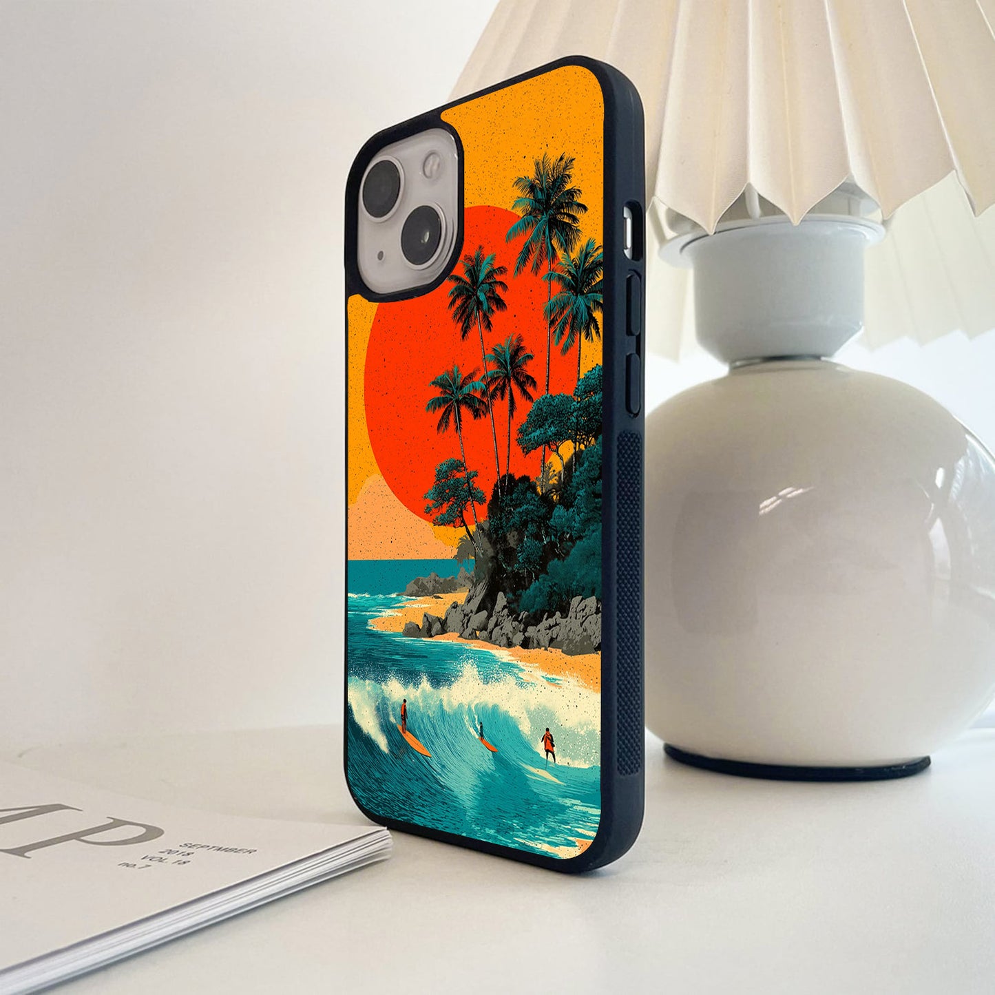 Retro Tropical Surf Glass Case