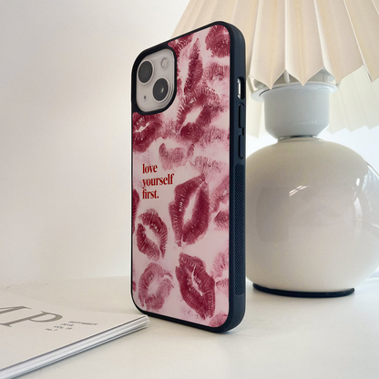 Crimson Kiss Love Glass Case