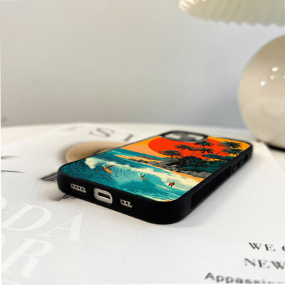 Retro Tropical Surf Glass Case
