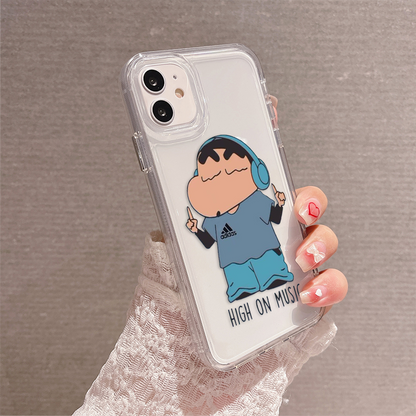 Shinchan with Headphone Clear Silicon Case Cover