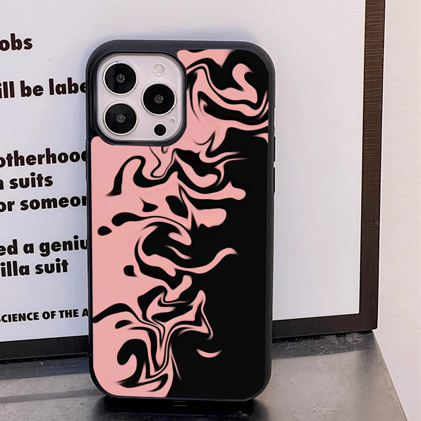 Pink & Black Flowing Art Glass Case