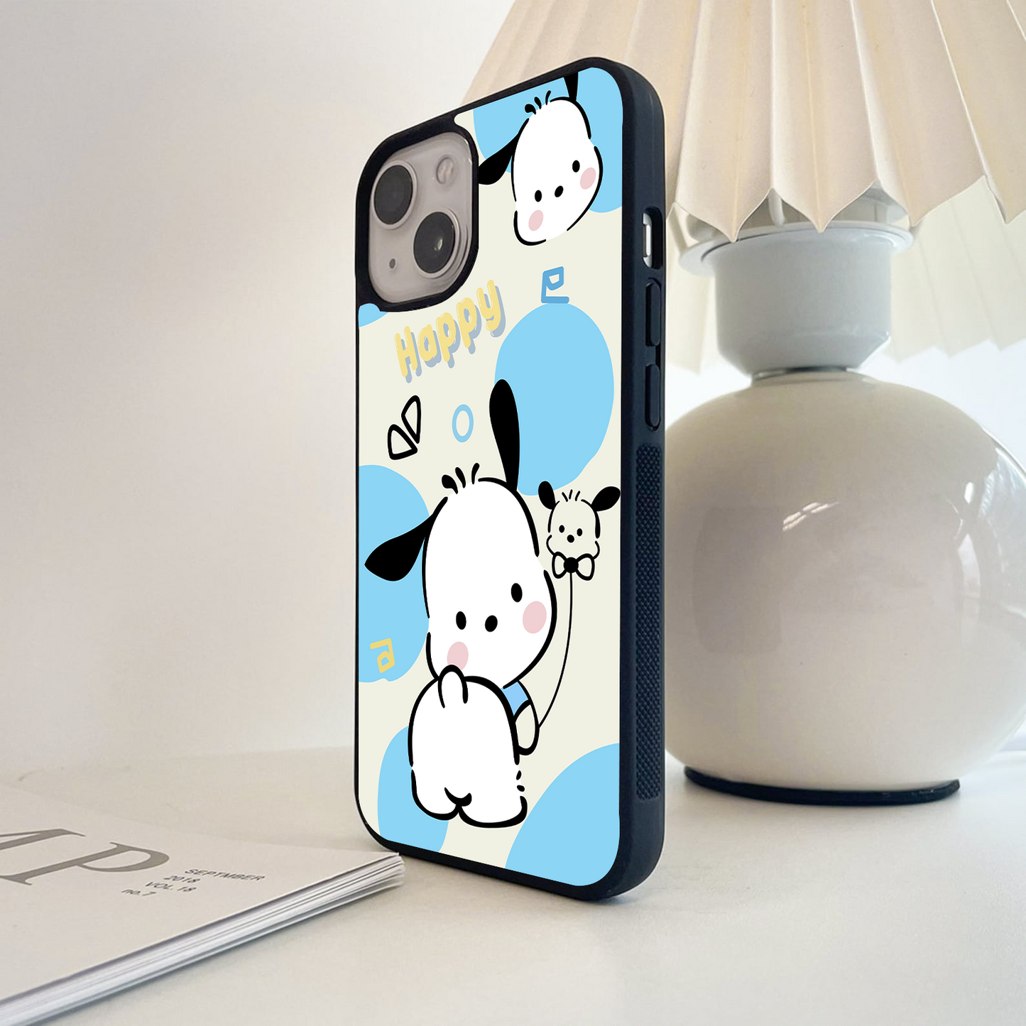 Happy Puppy Pattern Glass Case