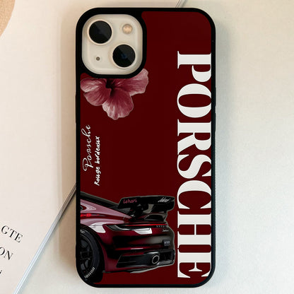 Porsche Rouge Floral Glass Case