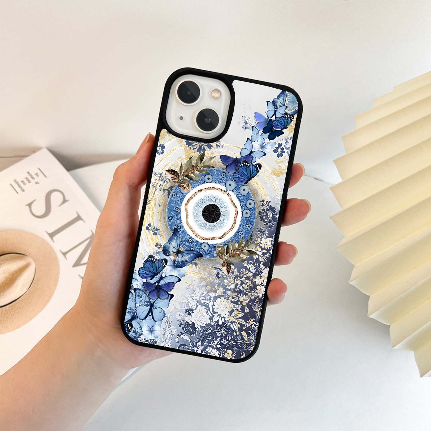 Floral Evil Eye Glass Case