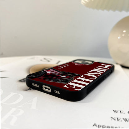 Porsche Rouge Floral Glass Case