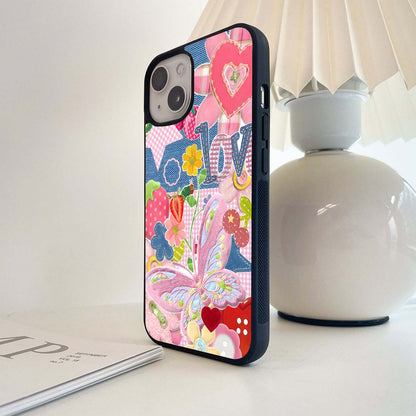 Strawberry Love Patchwork Glass Case