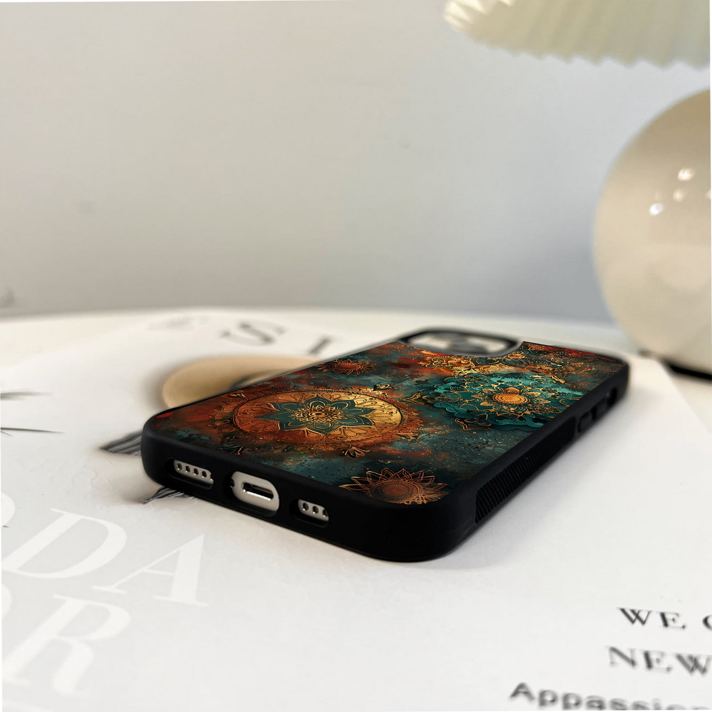 Mandala Gold Bloom Glass Case