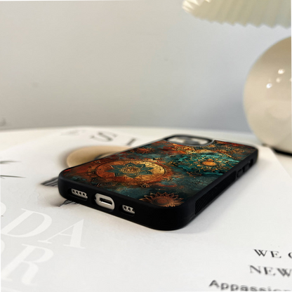 Mandala Gold Bloom Glass Case