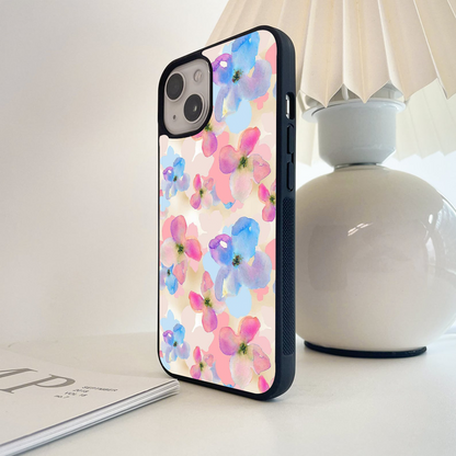 Flowing Pastel Flower Glass Case