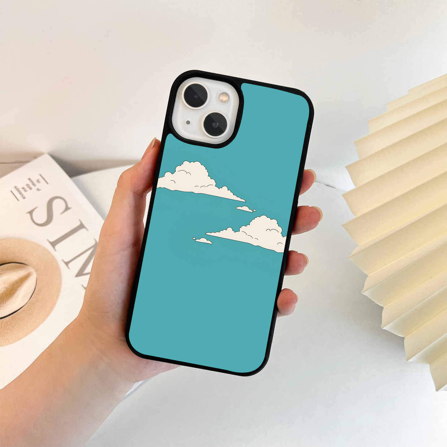 Floating White Clouds Glass Case