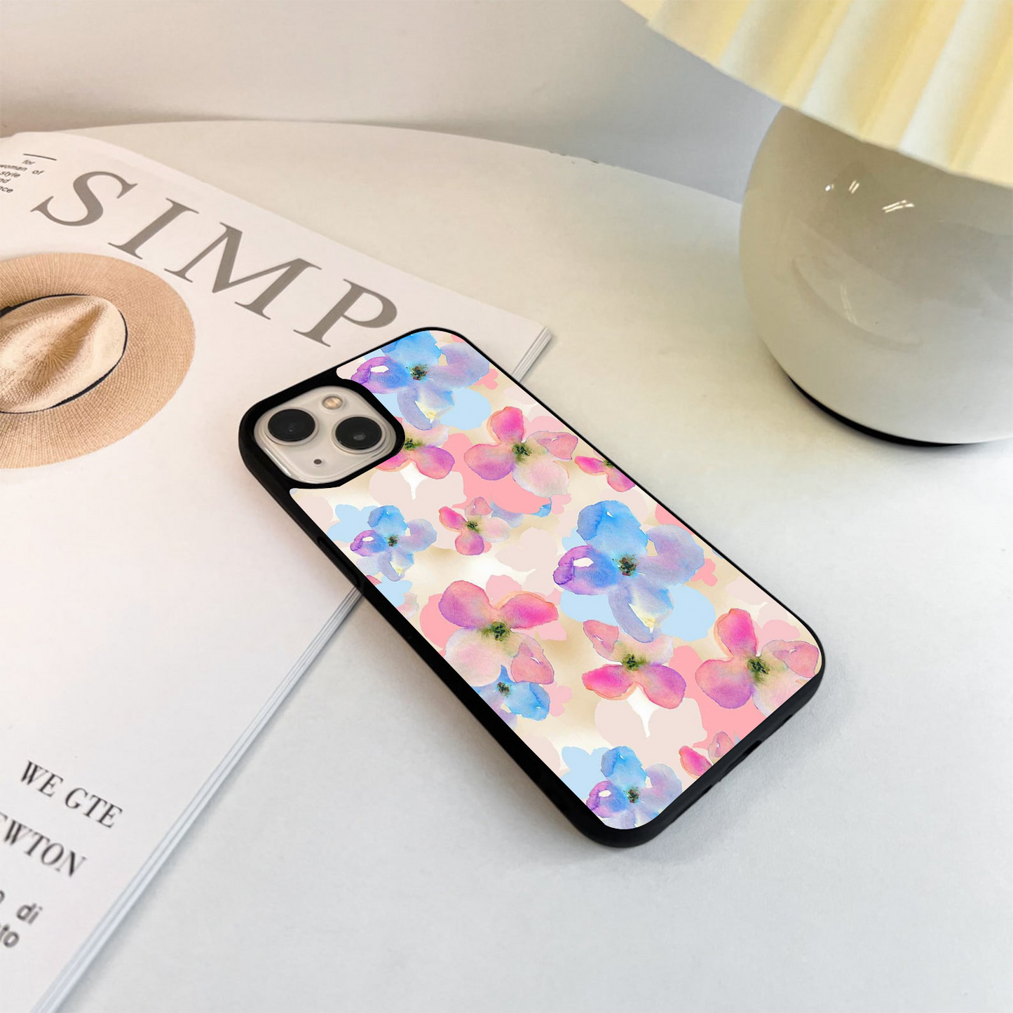 Flowing Pastel Flower Glass Case