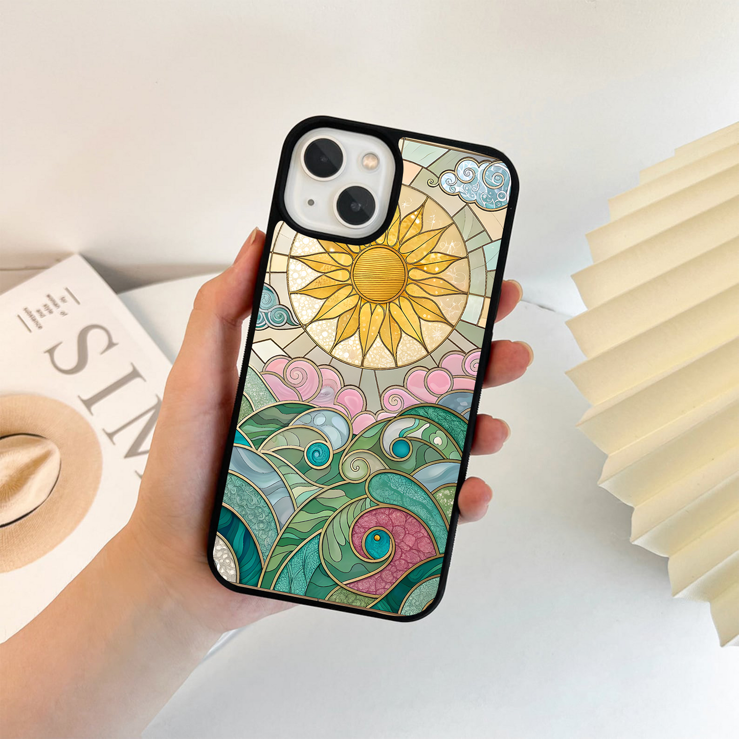 Radiant Sunrise Waves Glass Case