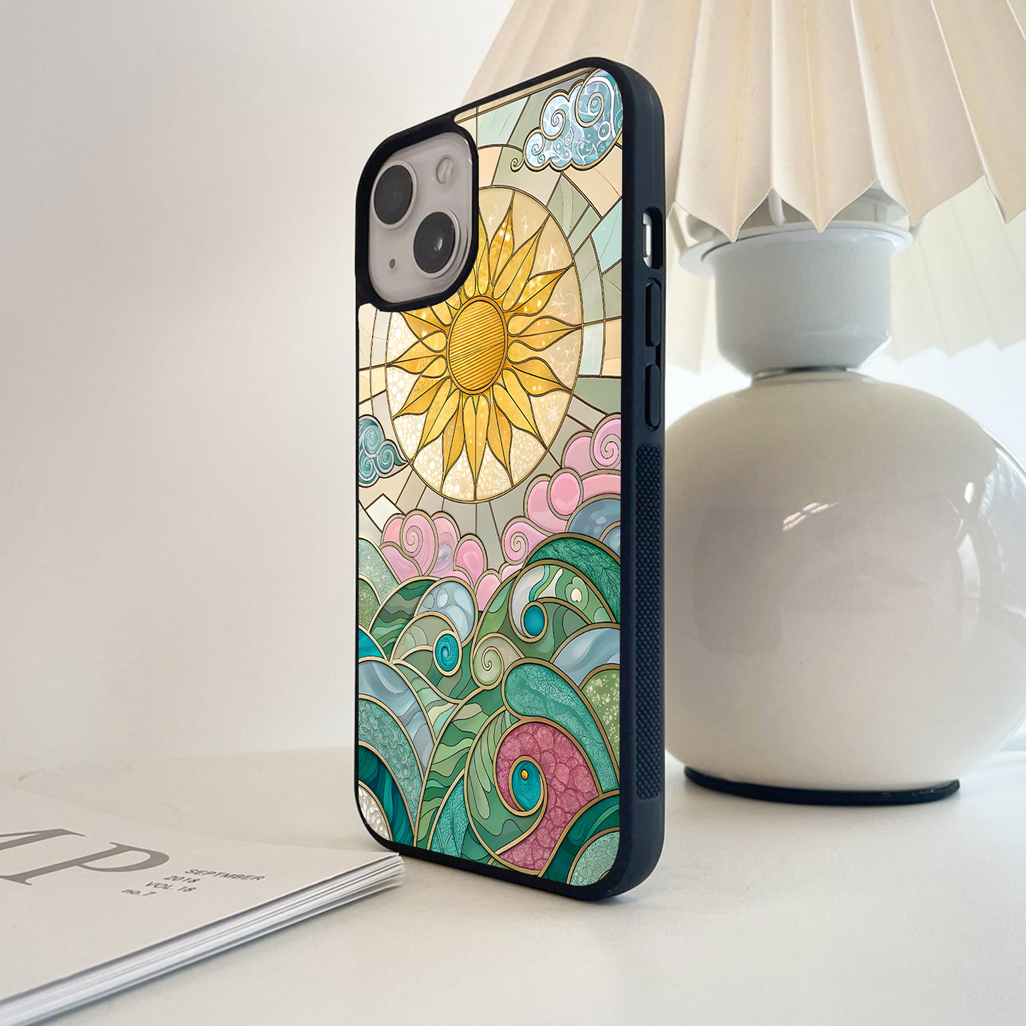 Radiant Sunrise Waves Glass Case