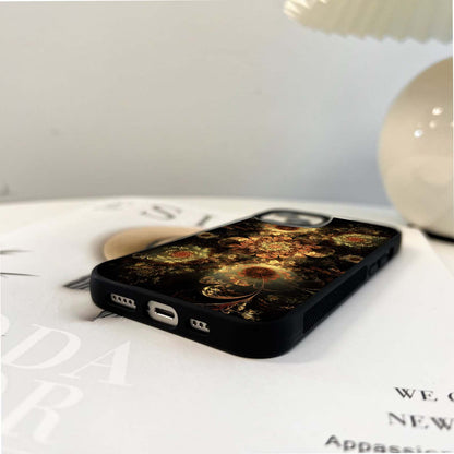 Golden Petal Bloom Glass Case