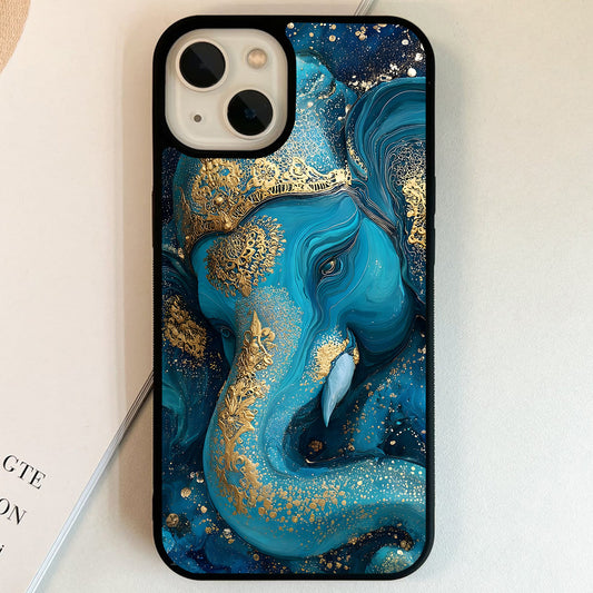 Royal Blue Ganesha Art Glass Case