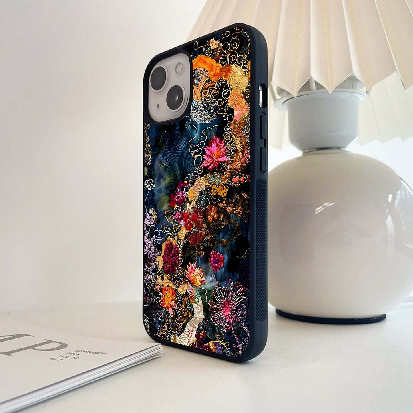 Celestial Embroidery Bloom Glass Case