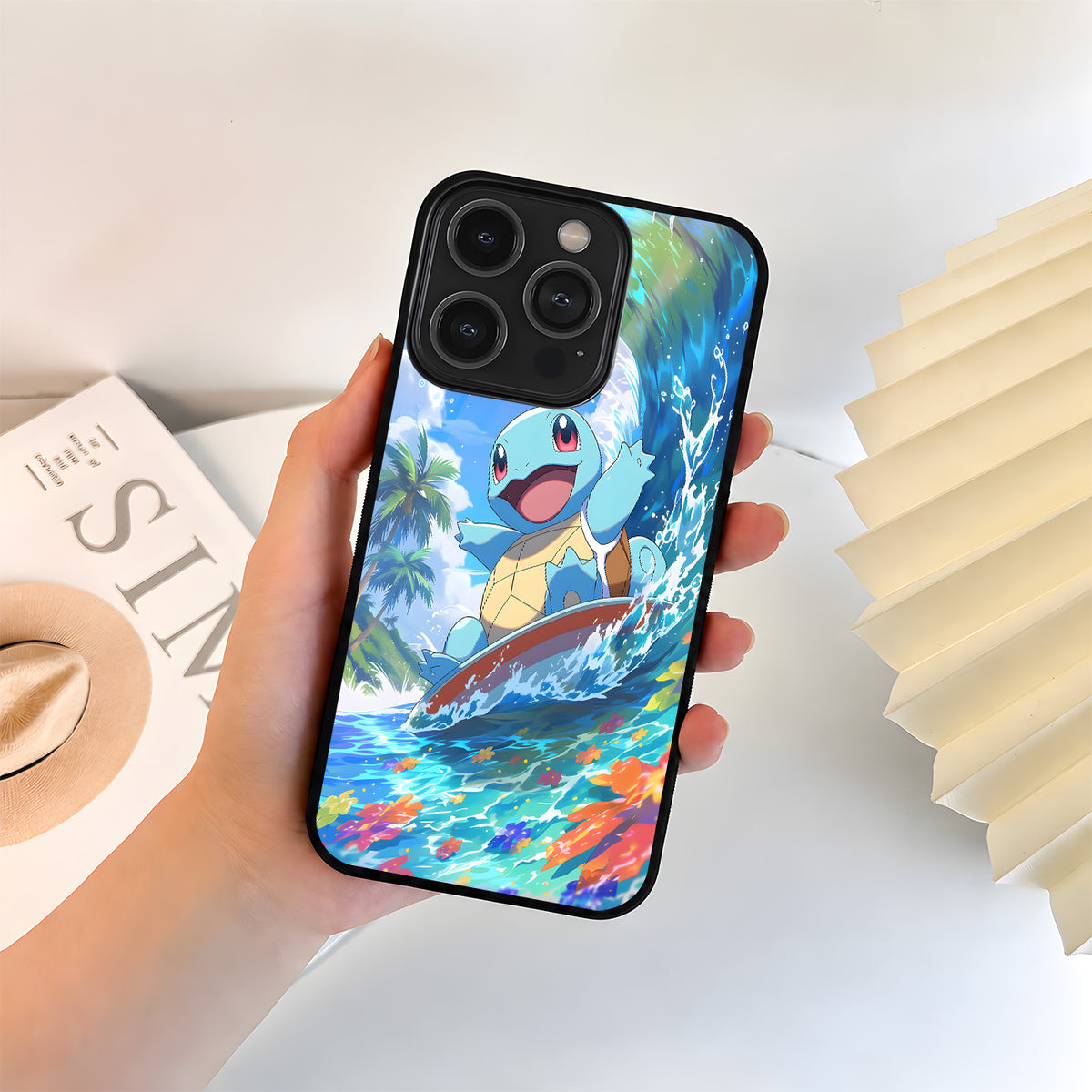 Pokemon Squirtle Surf Glass Case
