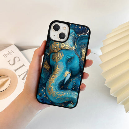 Royal Blue Ganesha Art Glass Case