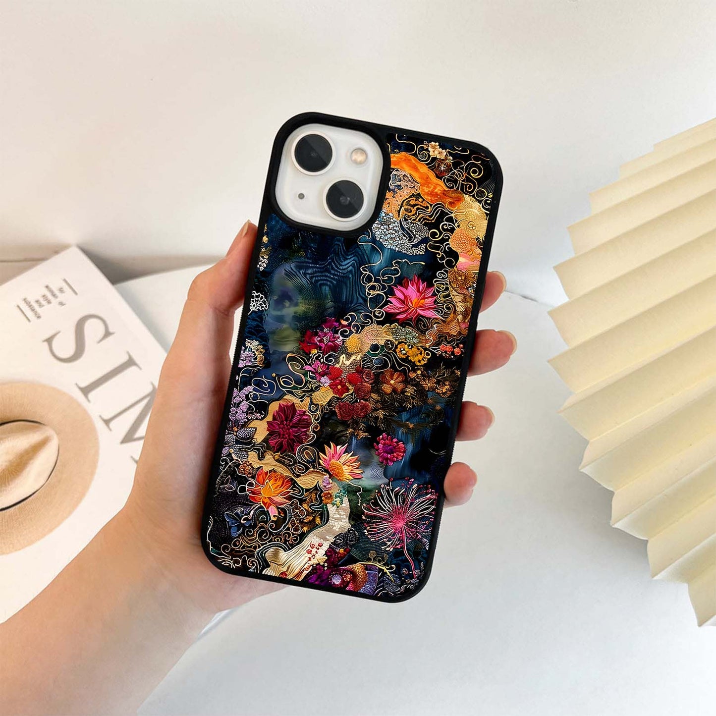 Celestial Embroidery Bloom Glass Case