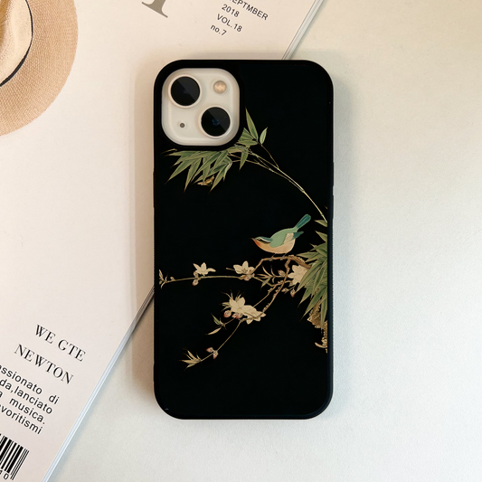 Midnight Bamboo Bird Glass Case