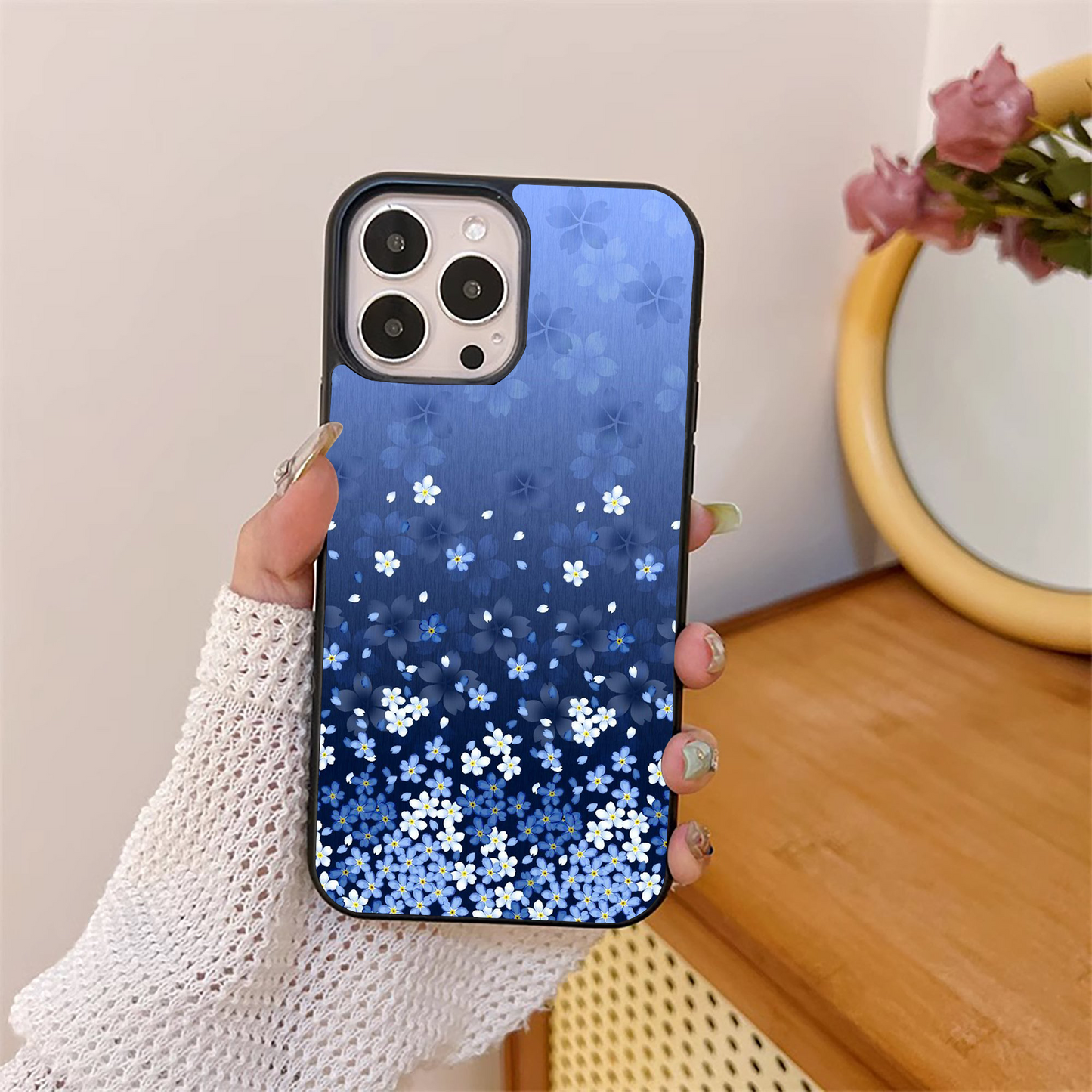 Blue Stary Pattern Glass Case