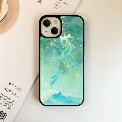 Green Petal Whirl Glass Case