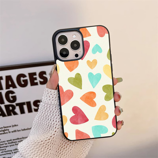 Colorful Hearts Pattern Glass Case
