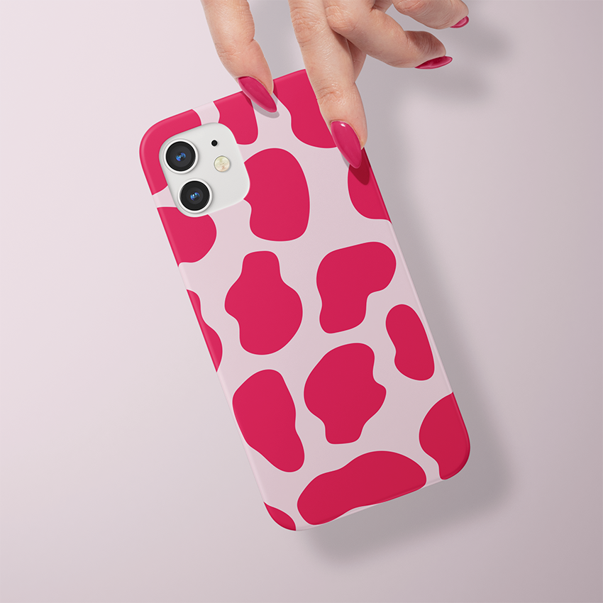 Pink Moo Moo Pattern Slim Case Cover With Same Design Holder