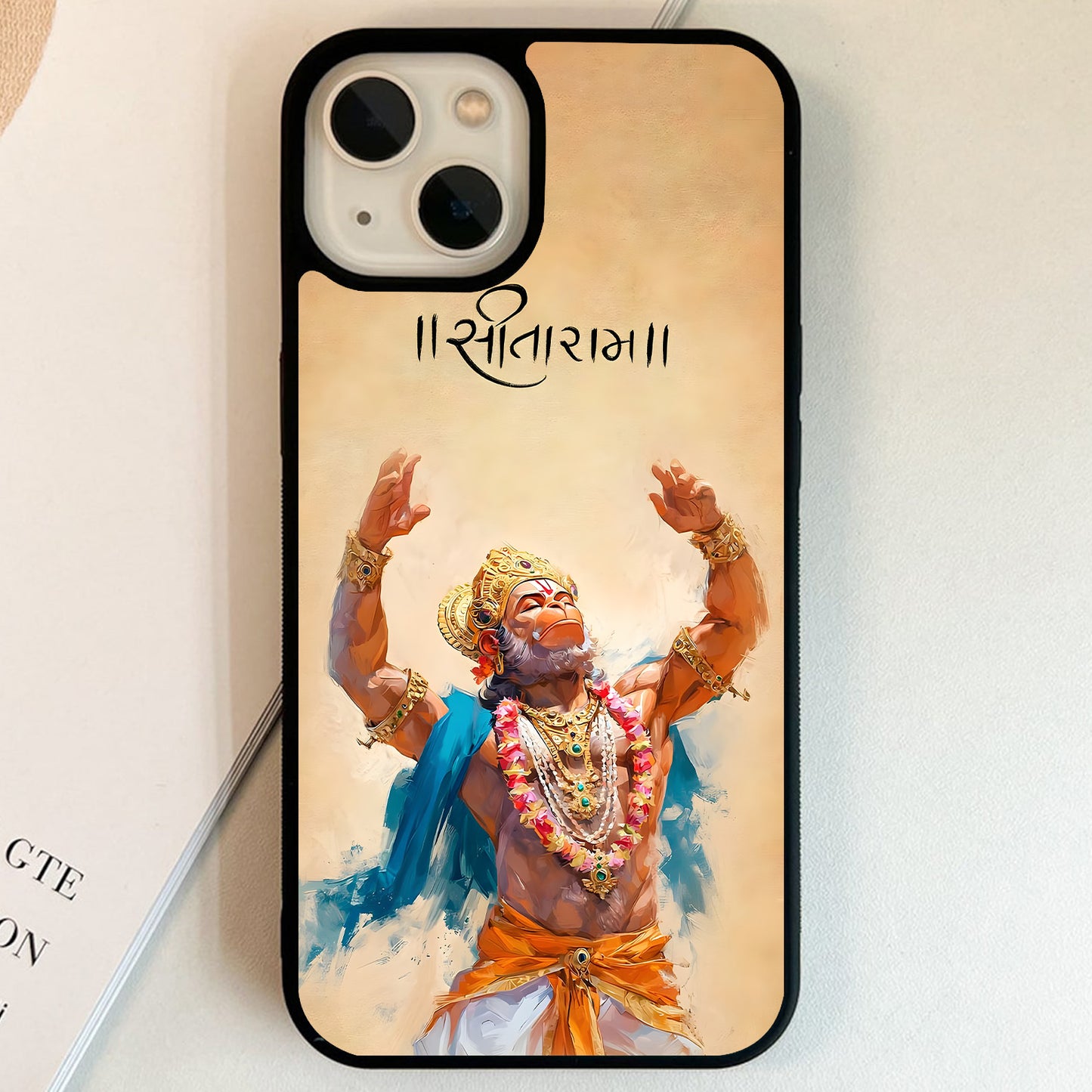 Sita Ram Hanuman Glass Case