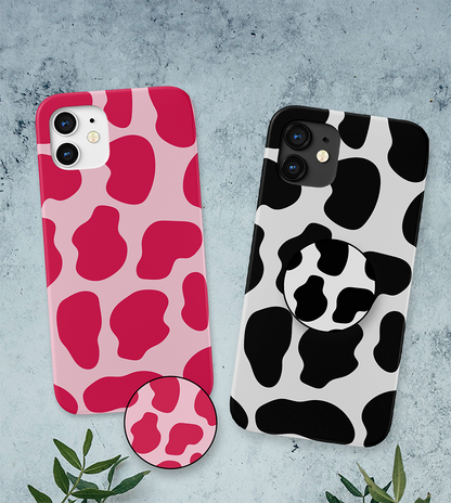 Pink Moo Moo Pattern Slim Case Cover With Same Design Holder