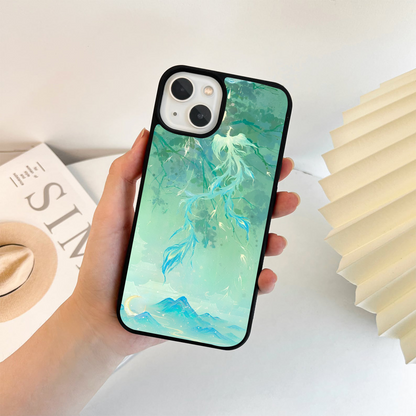 Green Petal Whirl Glass Case