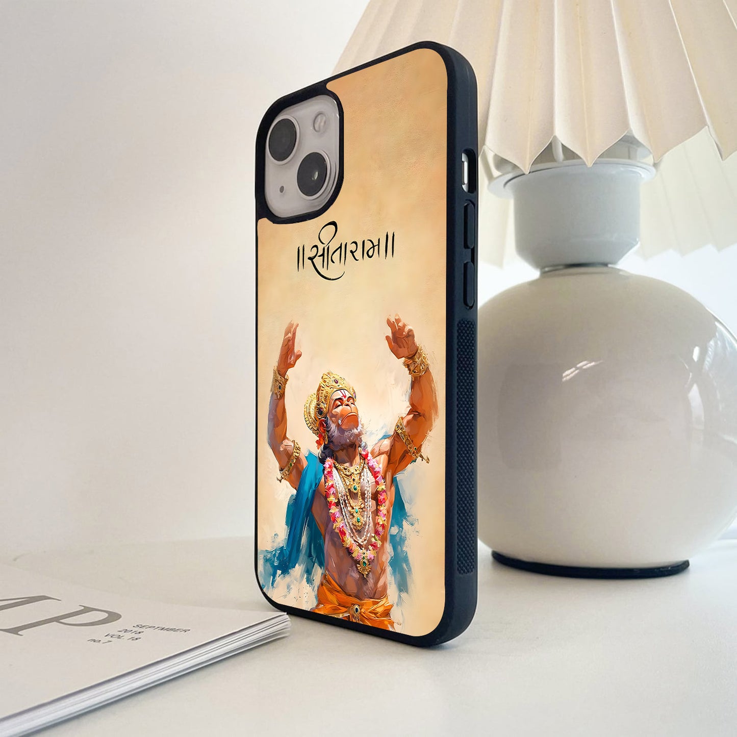 Sita Ram Hanuman Glass Case