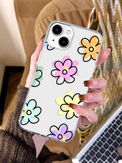 Small Art Line Flower Clear Silicon Cover