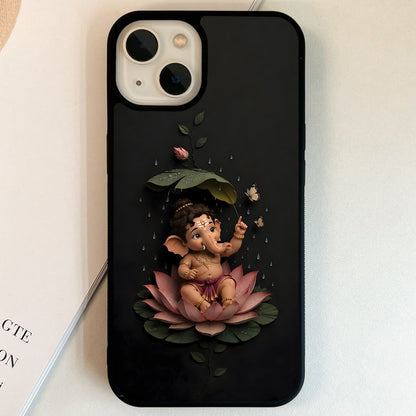 Lotus Baby Ganesha Glass Case