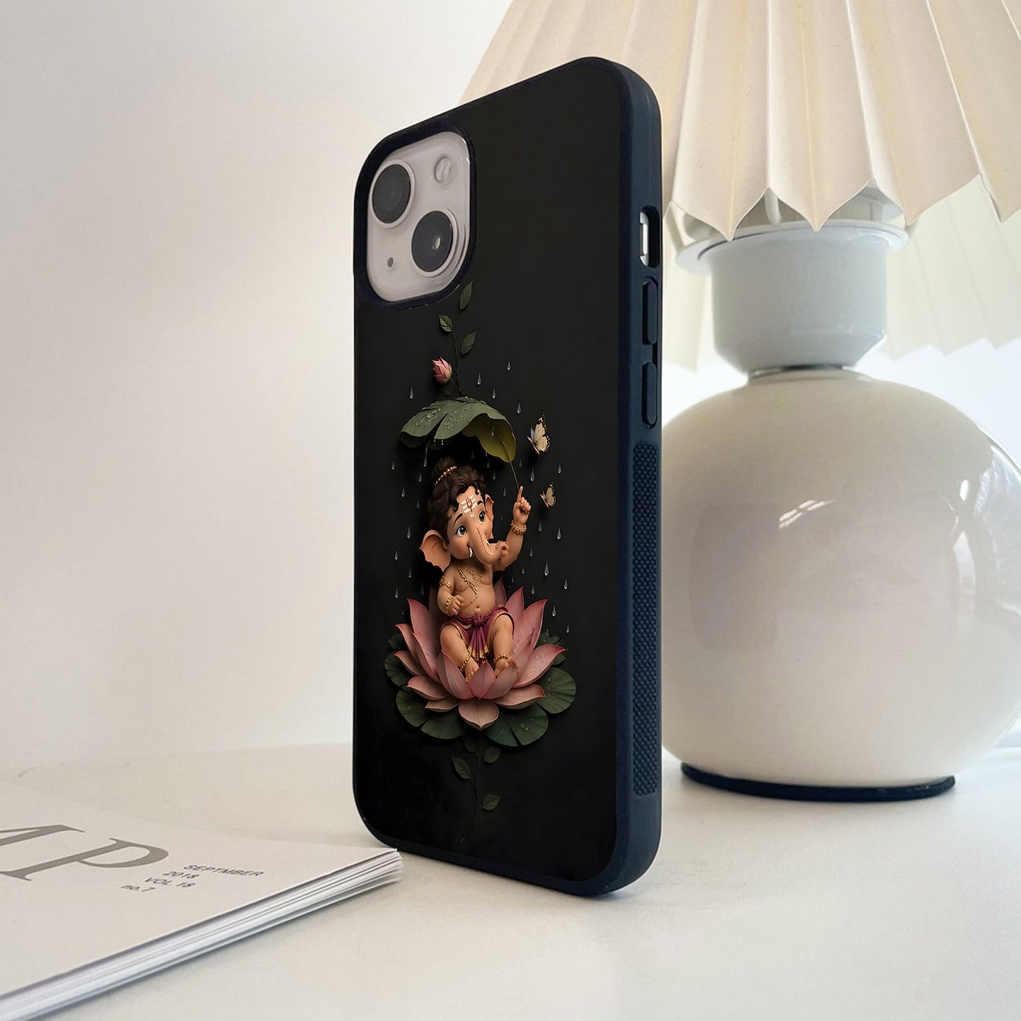 Lotus Baby Ganesha Glass Case