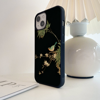 Midnight Bamboo Bird Glass Case