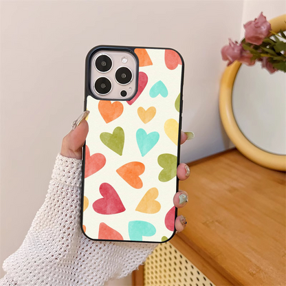 Colorful Hearts Pattern Glass Case