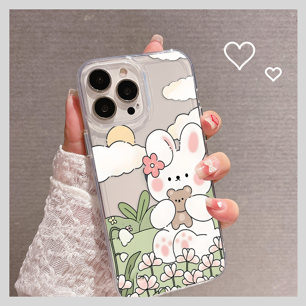 White Bunny Scenery Clear Silicon Cover